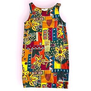 VTG The Limited 100% Silk Colorful Abstract Geometric Mini Bohemian Dress M